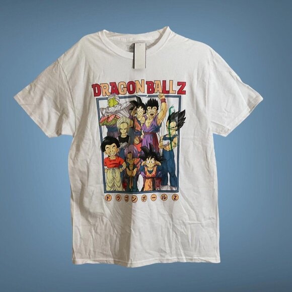 NWT Women's Graphic Dragon Ball Z T-shirt Cartoon Kanji Characters SZ S - Picture 5 of 6